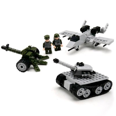 281-delige set van Lego, vliegtuigen en kanonnen en een tank met 2 figuren 1